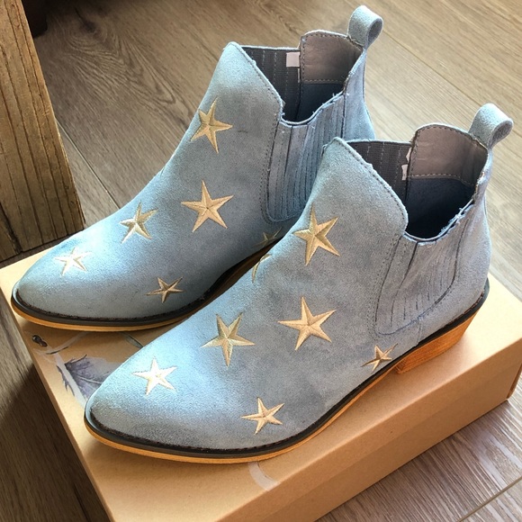 Size 6 Last Pair⚡️Stars Blue Suede Booties - Picture 3 of 7